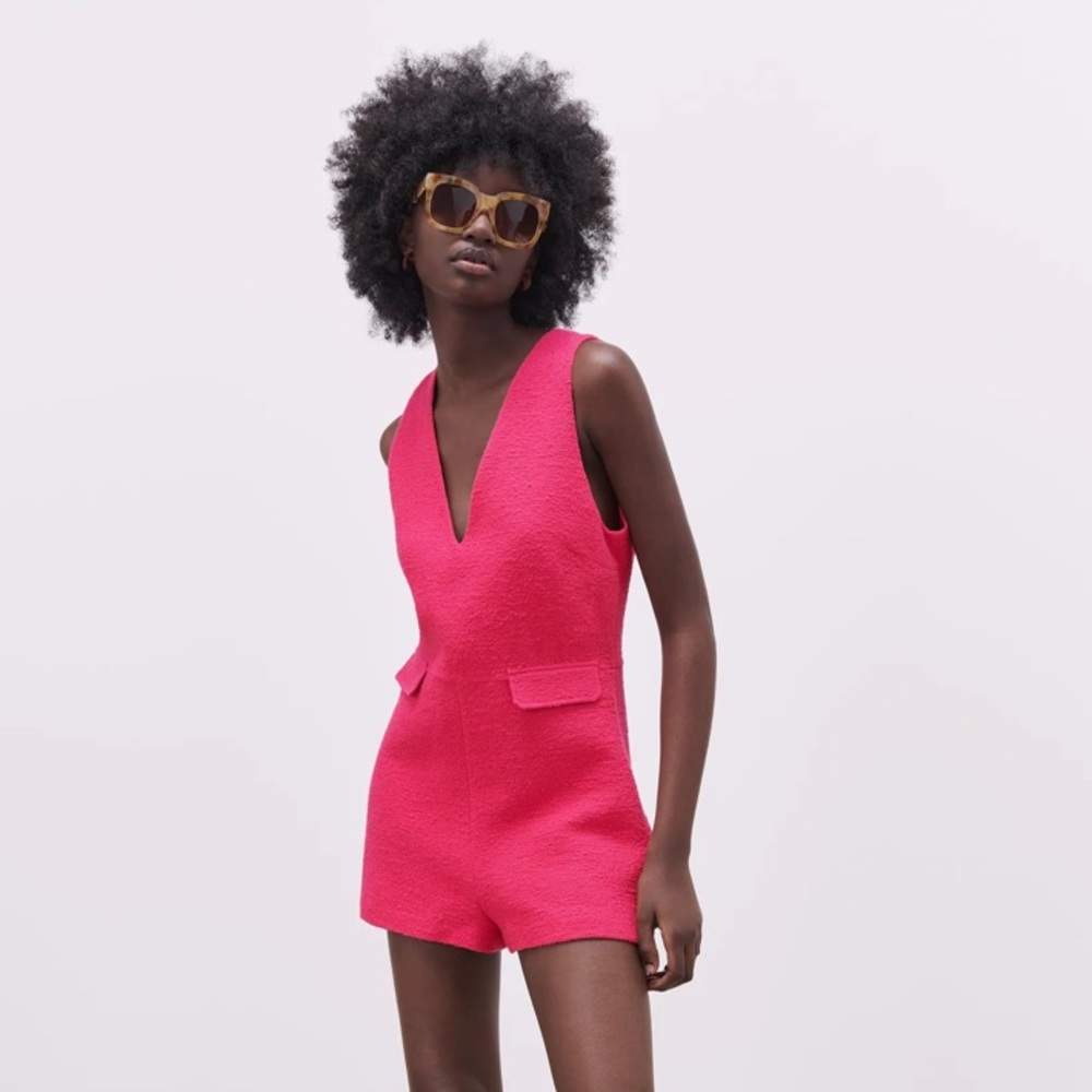 NWT Pink Zara textured romper
